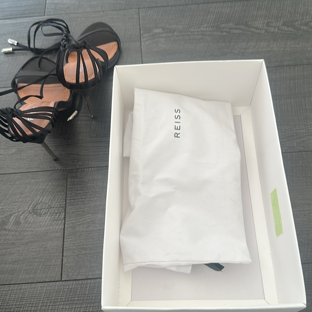 Reiss Black Satin Zhane Heels - Picture 11 of 16